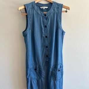 Trina Turk Blue Sleeveless Chambray Midi  Dress Sz 8